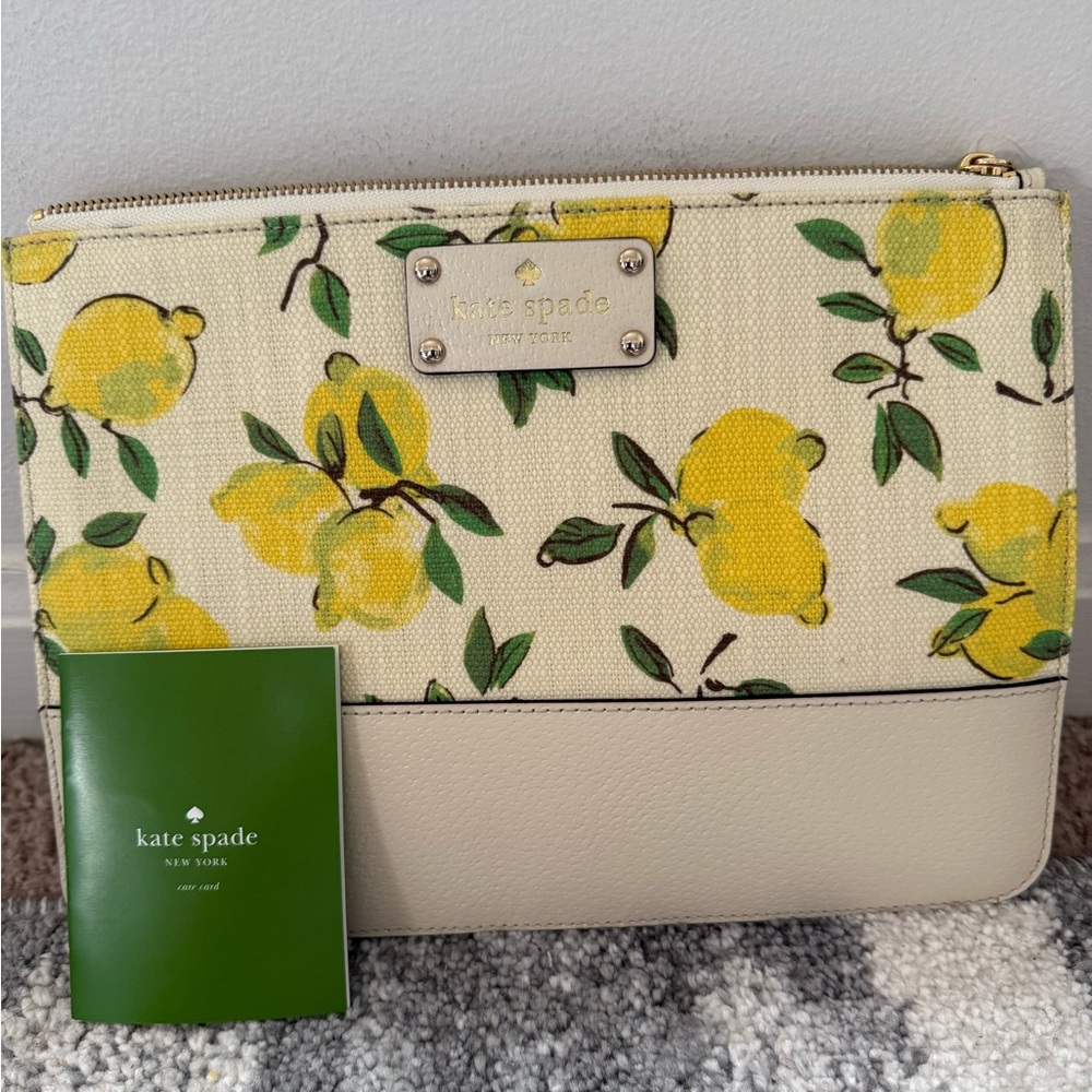 Kate Spade Yellow Lemon Print Clutch